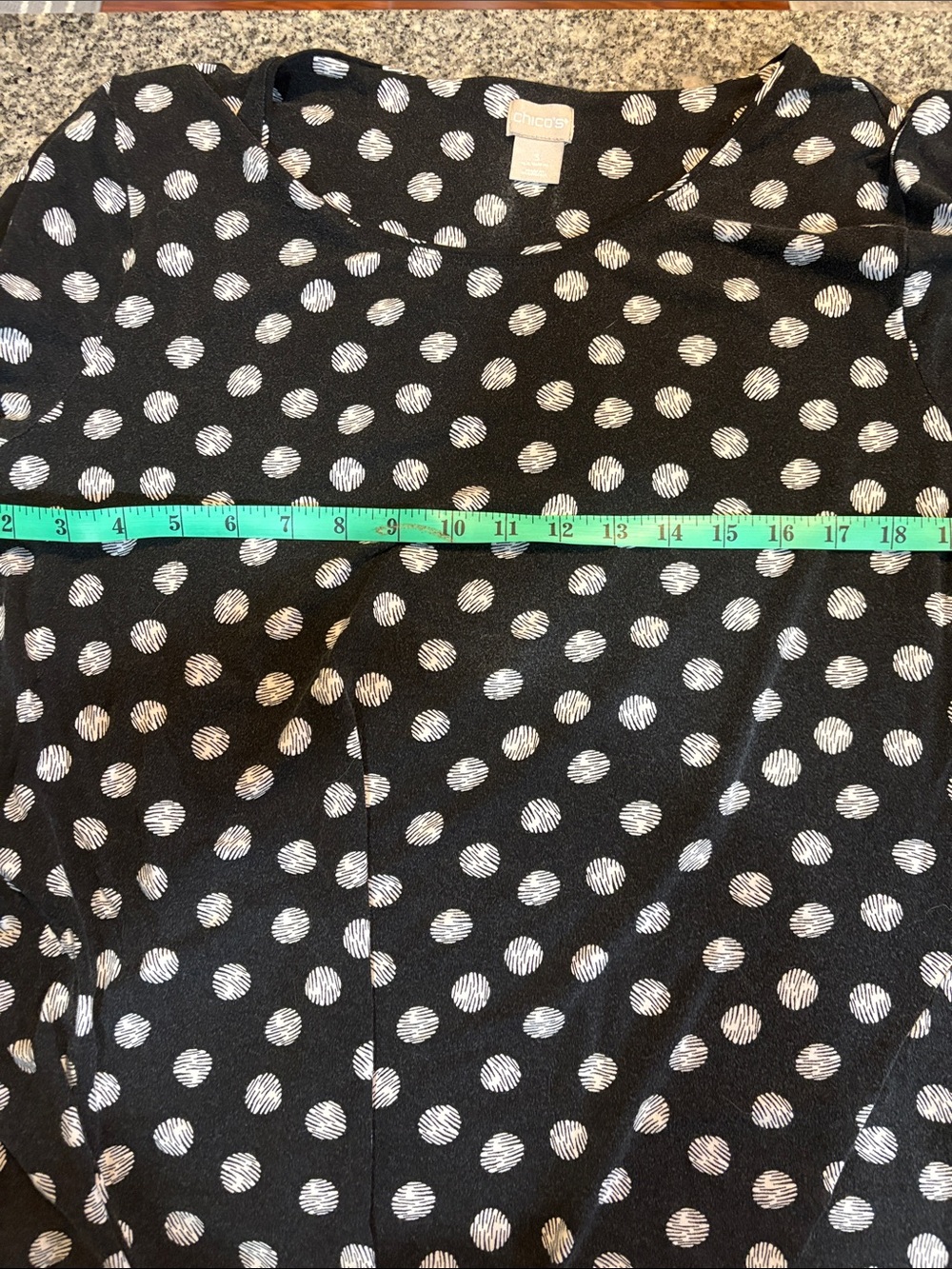 Chico's Black Tunic with White Textured Polka Dots